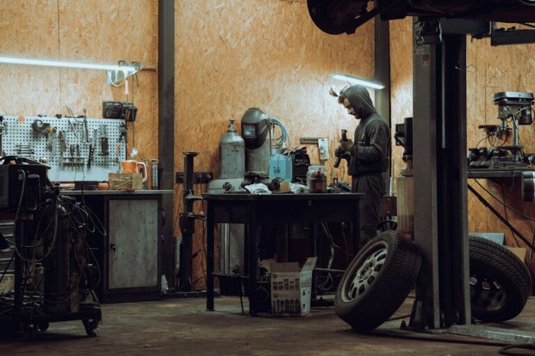 Technician working in an automotive workshop