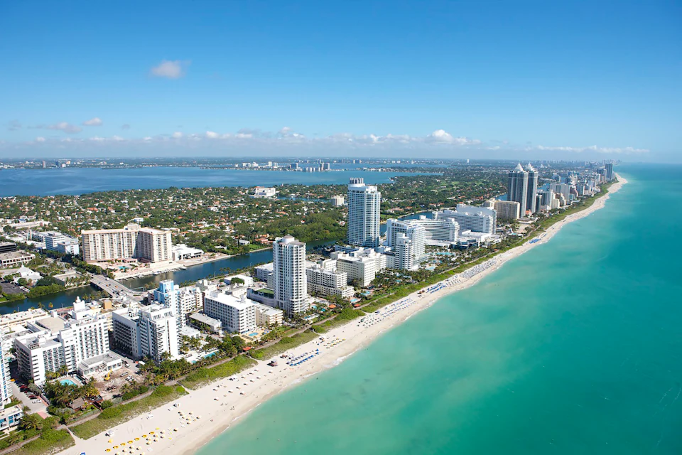 Miami skyline across the water