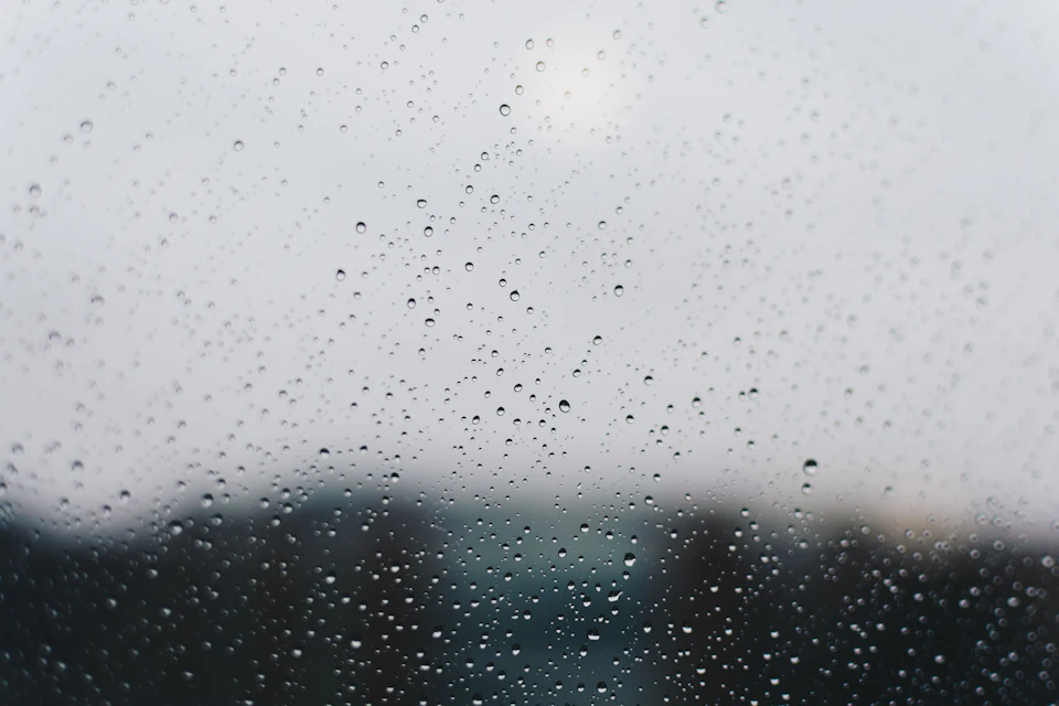 Raindrops on a vehicle window