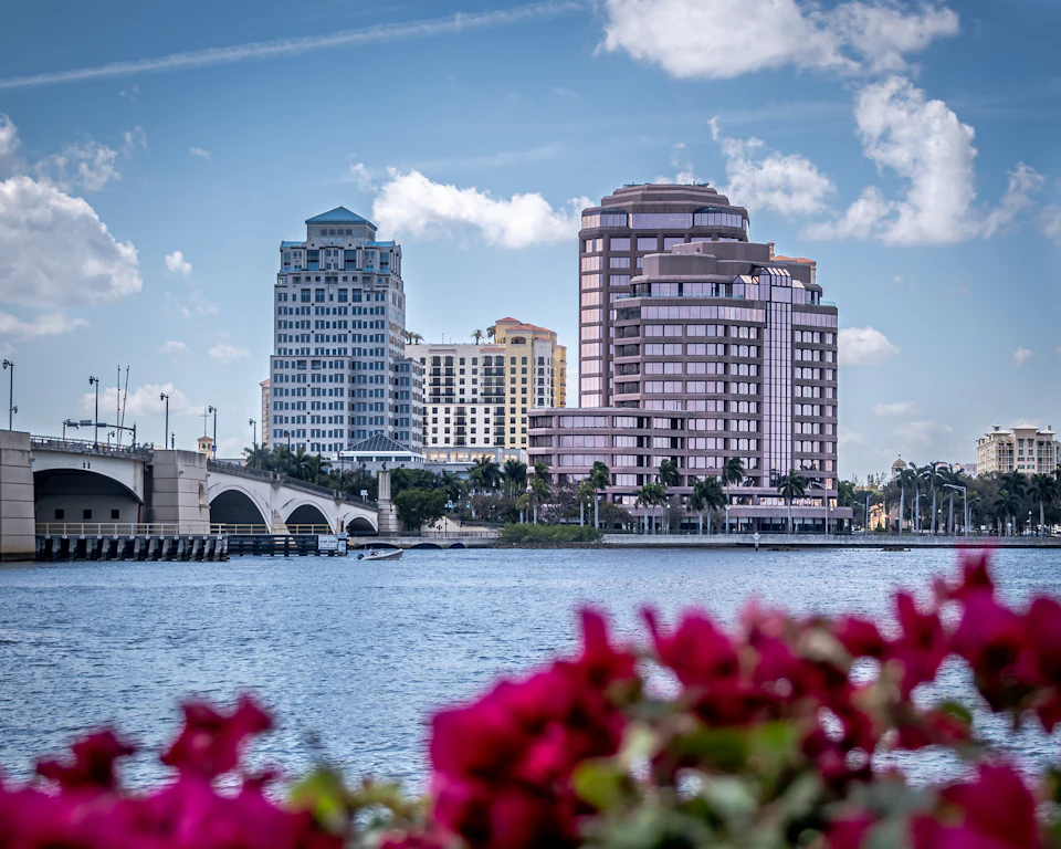 West Palm Beach skyline across the water